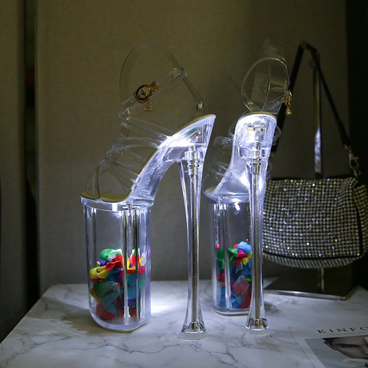 2025 New Fashion Nightclub Pole Dancer Sandals Authentic Women's Shoes Sexy 26CM Super High Heels size 3-11 12 BBZAI