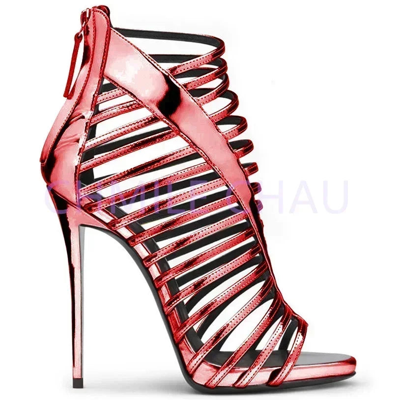 【Measure Your Feet Length Before Order】Women Stiletto High Heel Gladiator Strappy Sandals Sexy Evening Dress Party Shoe 9-I-SL-5