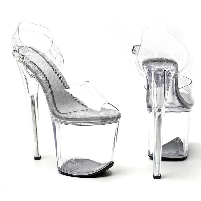 Leecabe 20cm/ 8inches Clear PVC Upper New Fashion trend Clear platform high heel sandals stripper heel pole dance shoes