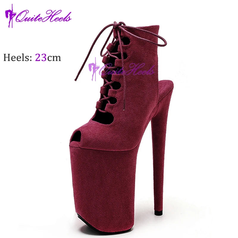 New Luminous 23CM/9Inch Gladiator Women Ankle Boots Sexy Fetish Exotic Stripper Heels Platform Pole Dance Roman Shoes