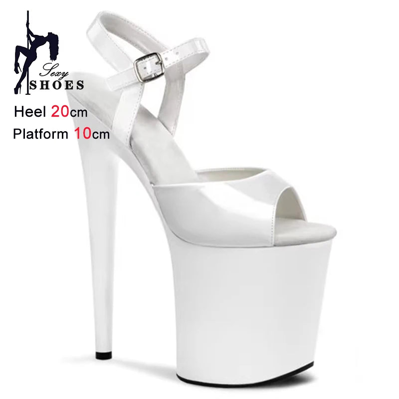 High-Heeled Pole Dance Shoes Platform High Heel Sandals For Woman Summer Ankle Strap 20CM Stiletto Nightclub Model Stage Shoes