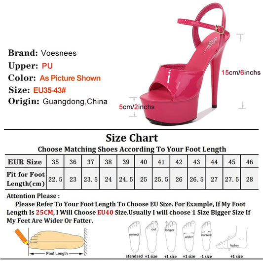 15 CM 6inchs Pole Dance Shoes Stripper High Heels Women Sexy Show Shoes Sandals Party Club Platform High-heeled Wedding Footwear