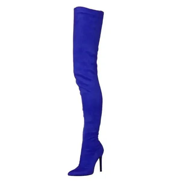 Sexy Boots Boots-Women Female Shoes 2025 Ladies Pointy High Heel Over-the-Knee Rubber Solid Pointed Toe Rome Slip-On Lace-Up Fl