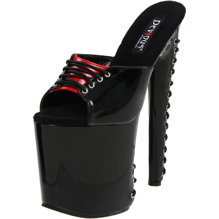 Black Thick Bottom Platform Thin Heel Lace up 20 cm Club High Heels Summer Fashion 8 Inch Women's Large Sandals