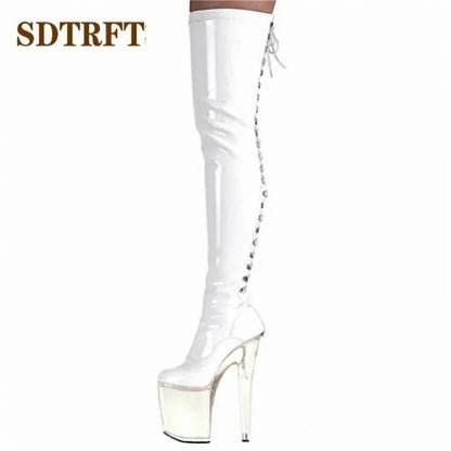 SDTRFT 20cm Thin High Heels Over The Knee boots Platform unisex botas mujer ladies Cosplay Pumps women side Lace up party shoes