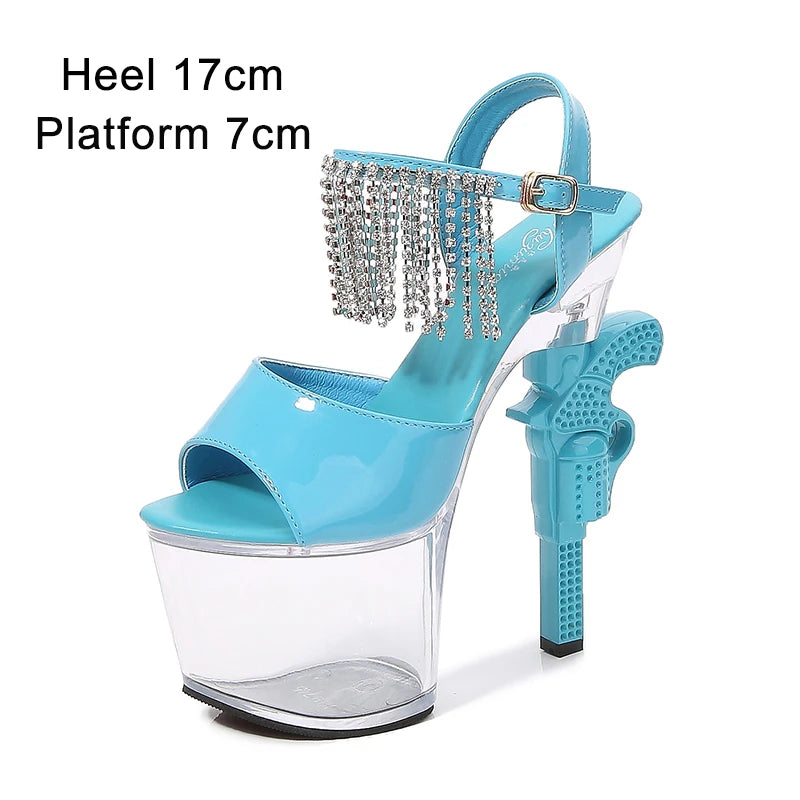 Stripper Shoes Pole Dance High Heels Sexy Women Shoes Transparent Sandals Women Wedding Dress 2020 Pistol Heel  Female Sandals