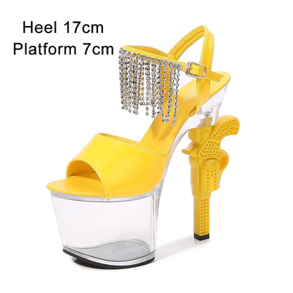 Stripper Shoes Pole Dance High Heels Sexy Women Shoes Transparent Sandals Women Wedding Dress 2020 Pistol Heel  Female Sandals