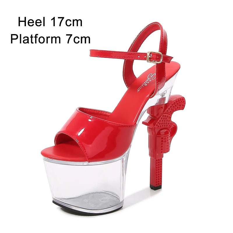 Stripper Shoes Pole Dance High Heels Sexy Women Shoes Transparent Sandals Women Wedding Dress 2020 Pistol Heel  Female Sandals