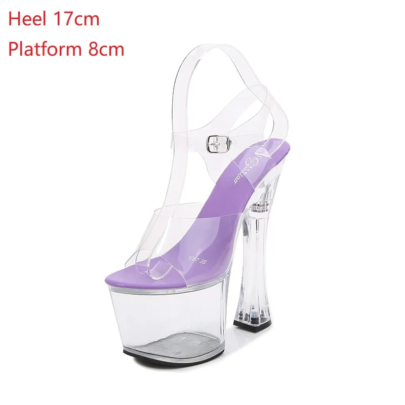 Shuzumiao shoes for women Platform sandals Sexy High Heels High-heeled Transparent clear heels strip pole dance shoes Stiletto