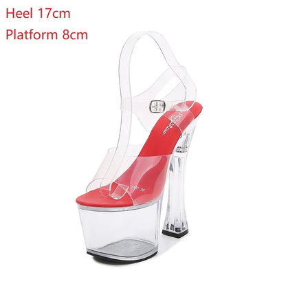 Shuzumiao shoes for women Platform sandals Sexy High Heels High-heeled Transparent clear heels strip pole dance shoes Stiletto