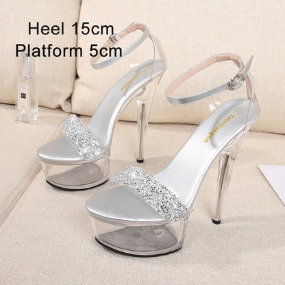 Girls Shoe for Party Club Stripper Heels Women Shoes 2021 Platforms High Heels Sandals Clear Sexy Pole Dance 20cm High Plus Size