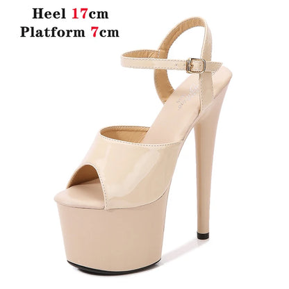 2022 Pole Dance Shoes Stripper High Heels Women Sexy Show Shoes Sandals Party Club 15 17 CM Platform High-heeled Shoes Wedding