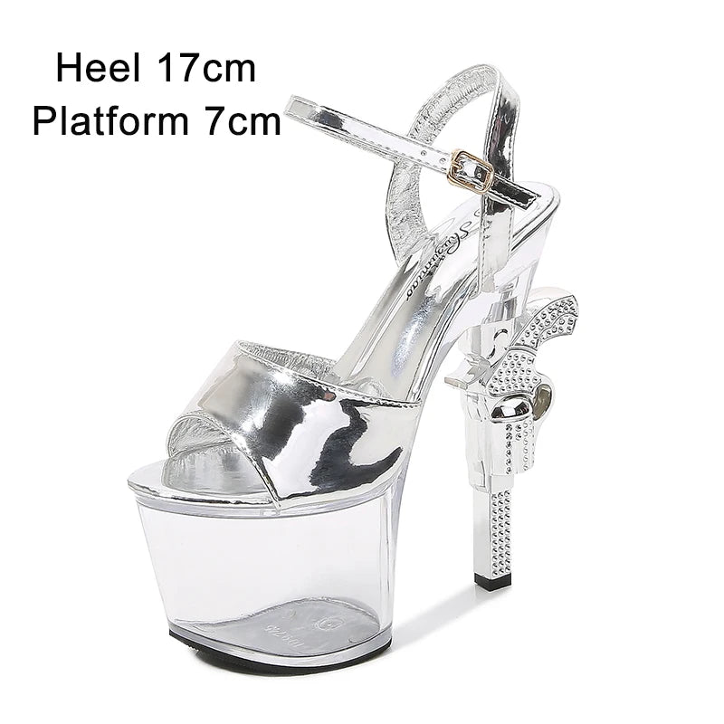 Stripper Shoes Pole Dance High Heels Sexy Women Shoes Transparent Sandals Women Wedding Dress 2020 Pistol Heel  Female Sandals