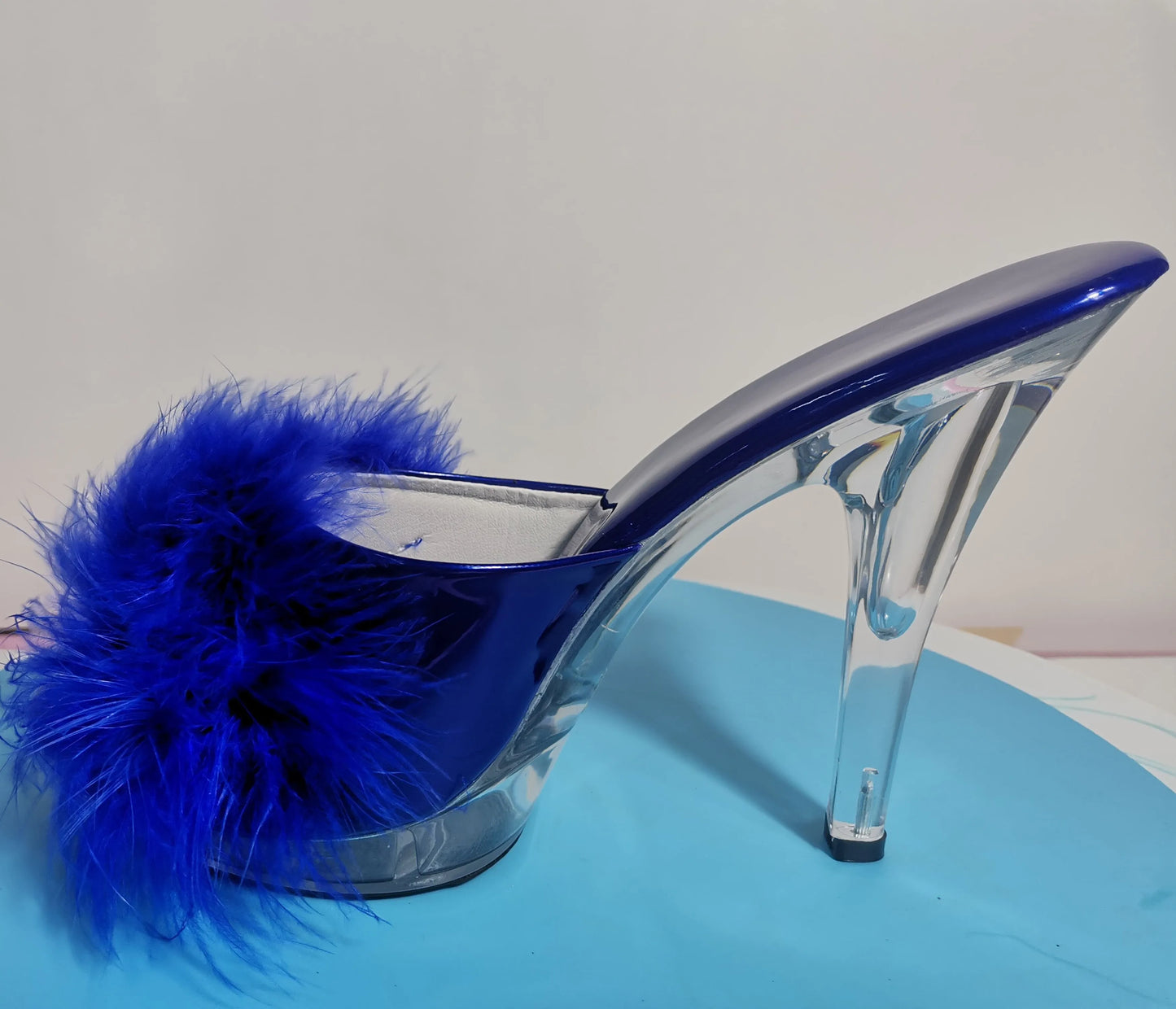High Heels 13CM Stripper Shoes Plump Feathered Crystal Shoes Hot Sexy Platform Women's Sandals