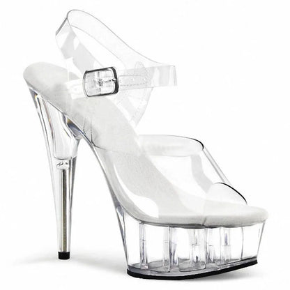Summer Clear Crystal Nightclub Open Toe Women's Platform Sandals 15CM High Stripper Heeled Pole Dance Shoes Concise 6Inches Show