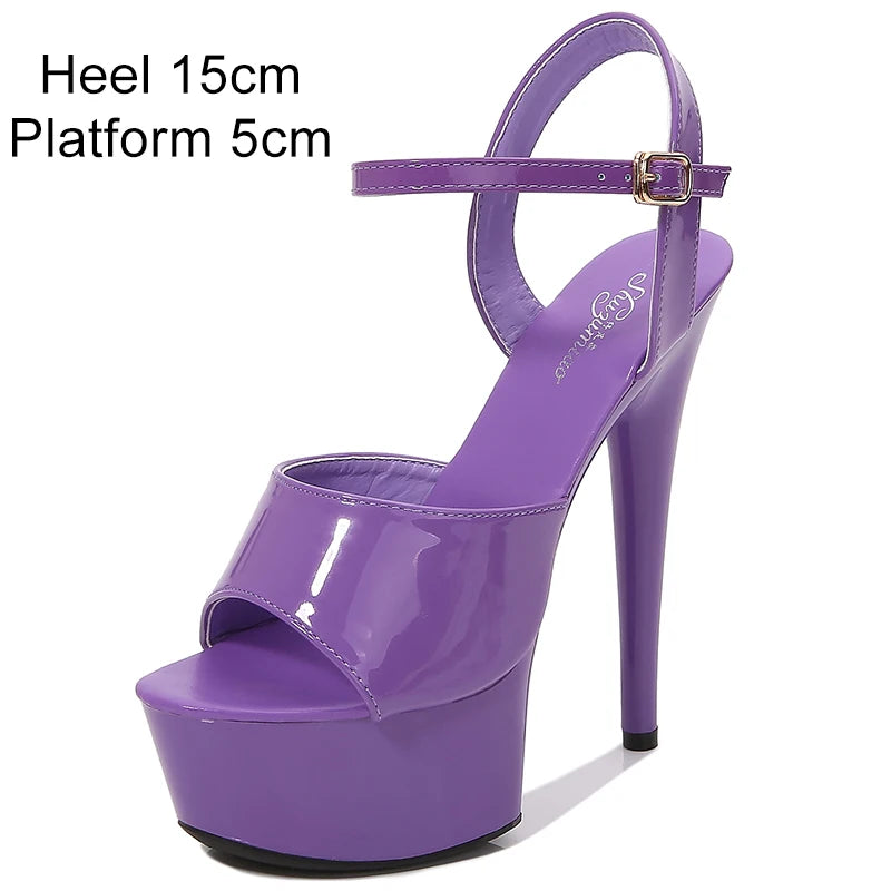 2022 Pole Dance Shoes Stripper High Heels Women Sexy Show Shoes Sandals Party Club 15 17 CM Platform High-heeled Shoes Wedding