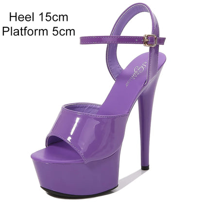 2022 Pole Dance Shoes Stripper High Heels Women Sexy Show Shoes Sandals Party Club 15 17 CM Platform High-heeled Shoes Wedding
