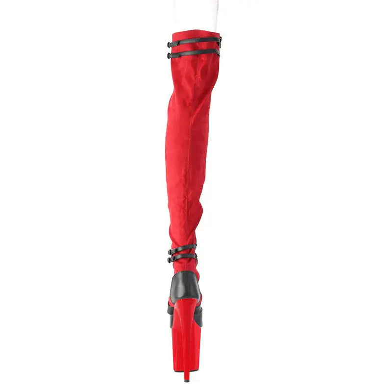 Women's Over-the-knee Boots20CM High Heel Goth Zipper Long Lace up Black Stripper Gothic Exotic 8 Inch Pole Dance Shoe Platform