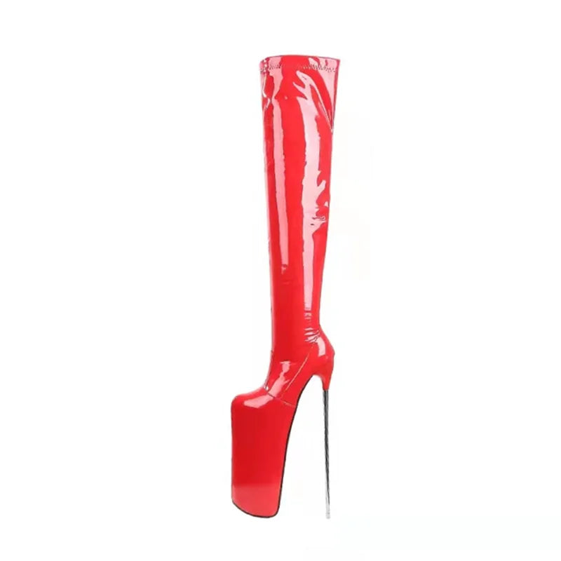 New Women's High Quality Net Red Over The Knee Boots Sexy Shoes Woman Transgender 30CM 20cm 22CM Metal High Heels Large Size