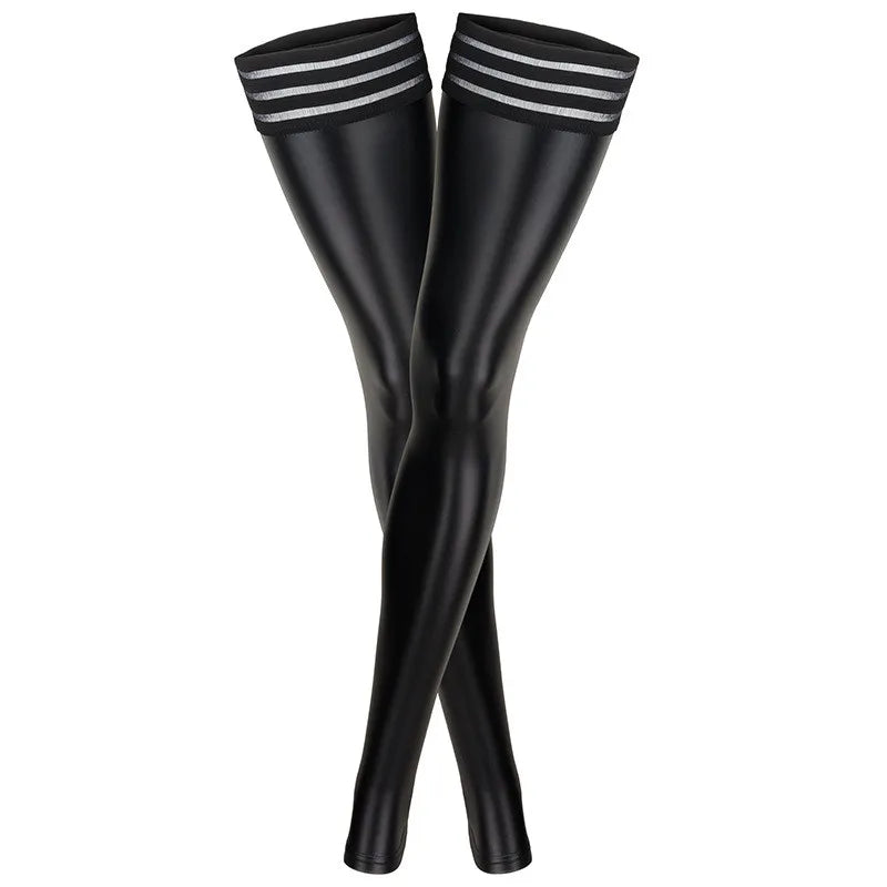 Pole Dance Sexy Latex Stockings Plus Size Erotic Lingerie For Women PU Leather Stockings Leg Warmers Night Club Female Stockings