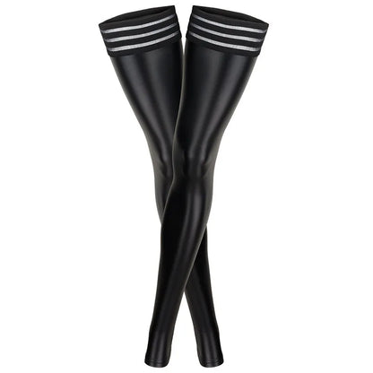 Pole Dance Sexy Latex Stockings Plus Size Erotic Lingerie For Women PU Leather Stockings Leg Warmers Night Club Female Stockings