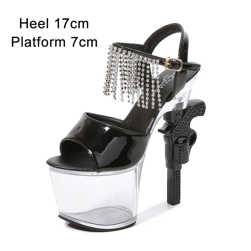 Stripper Shoes Pole Dance High Heels Sexy Women Shoes Transparent Sandals Women Wedding Dress 2020 Pistol Heel  Female Sandals