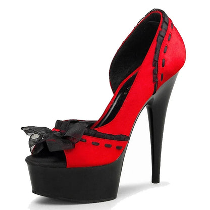 15 cm super high heels model show high heels lace elegant women's leaky toe shallow mouth pole dance high heels