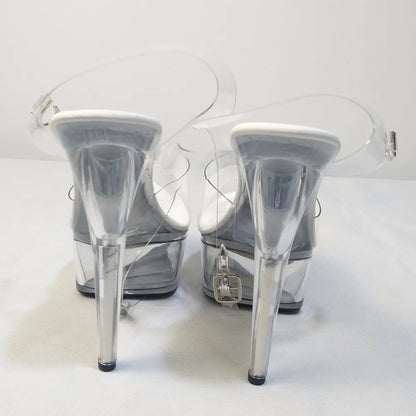 Full transparent crystal 15-17cm high heel pole dancing/star/model shoes, summer banquet stage sandals