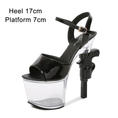 Stripper Shoes Pole Dance High Heels Sexy Women Shoes Transparent Sandals Women Wedding Dress 2020 Pistol Heel  Female Sandals