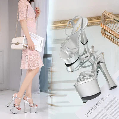Shuzumiao shoes for women Platform sandals Sexy High Heels High-heeled Transparent clear heels strip pole dance shoes Stiletto