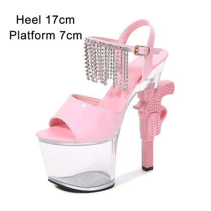 Stripper Shoes Pole Dance High Heels Sexy Women Shoes Transparent Sandals Women Wedding Dress 2020 Pistol Heel  Female Sandals