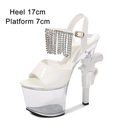 Stripper Shoes Pole Dance High Heels Sexy Women Shoes Transparent Sandals Women Wedding Dress 2020 Pistol Heel  Female Sandals