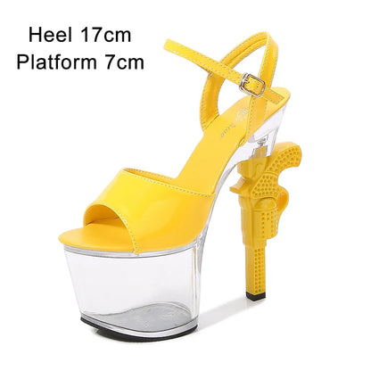Stripper Shoes Pole Dance High Heels Sexy Women Shoes Transparent Sandals Women Wedding Dress 2020 Pistol Heel  Female Sandals