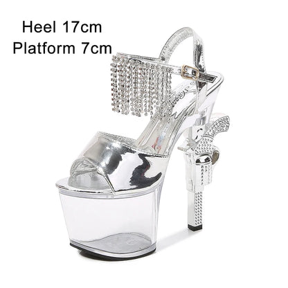 Stripper Shoes Pole Dance High Heels Sexy Women Shoes Transparent Sandals Women Wedding Dress 2020 Pistol Heel  Female Sandals
