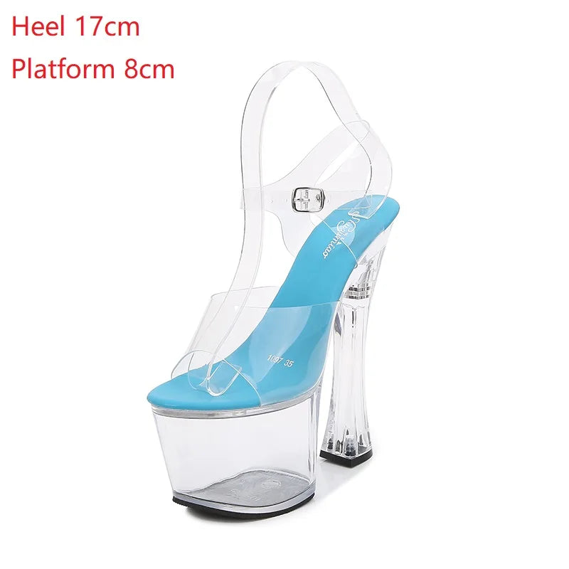 Shuzumiao shoes for women Platform sandals Sexy High Heels High-heeled Transparent clear heels strip pole dance shoes Stiletto