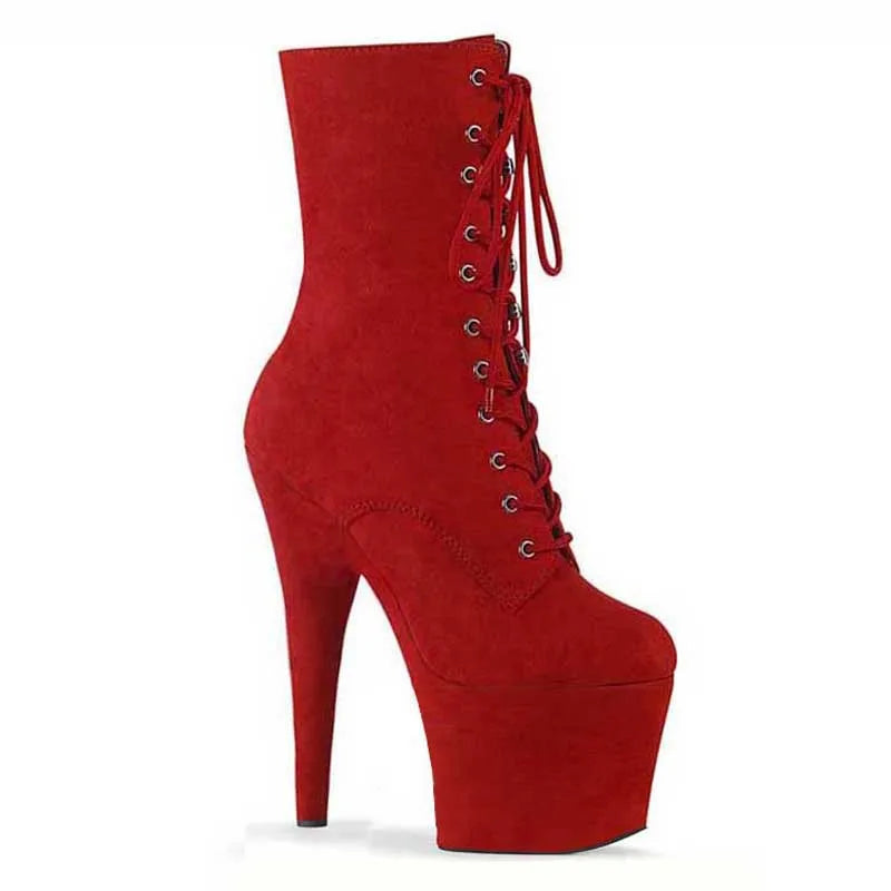 17CM 20CM Suede Mature Pole Dance Shoes Platform Striptease Women High Heels Boots