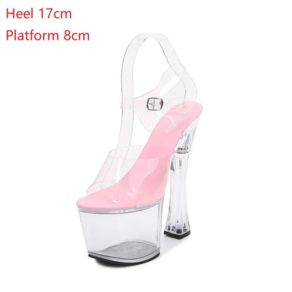 Shuzumiao shoes for women Platform sandals Sexy High Heels High-heeled Transparent clear heels strip pole dance shoes Stiletto