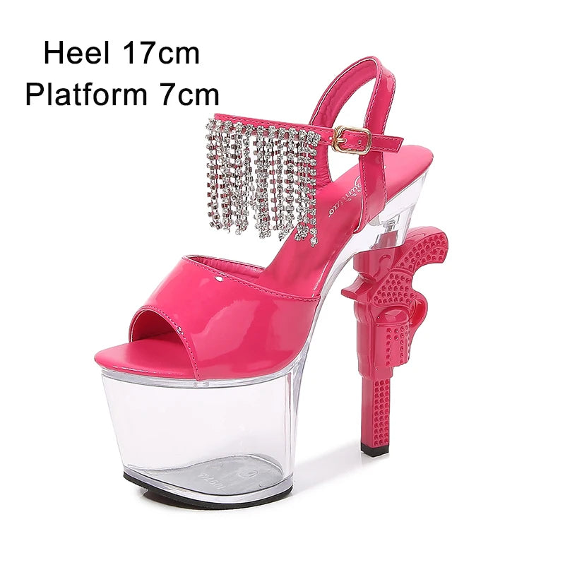 Stripper Shoes Pole Dance High Heels Sexy Women Shoes Transparent Sandals Women Wedding Dress 2020 Pistol Heel  Female Sandals