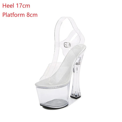 Shuzumiao shoes for women Platform sandals Sexy High Heels High-heeled Transparent clear heels strip pole dance shoes Stiletto