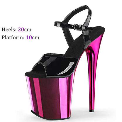Sexy Fetish 8Inches Dress Platform Sandals Peep Toe Pole Dance Shoes 20cm Women Stripper Models Show Nightclub Exotic Bride Shoe