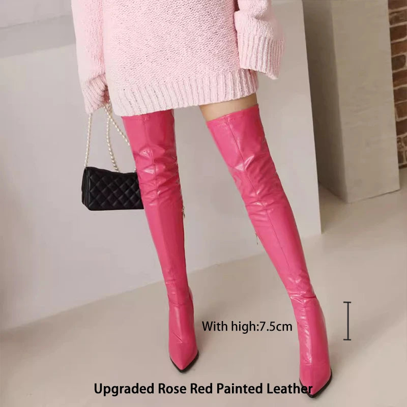 Ods  Sexy Black Over The Knee Boots For Women Side Zip Thigh High Boots Female Shoes Botas Mujer Invierno Female Colors Big43 45