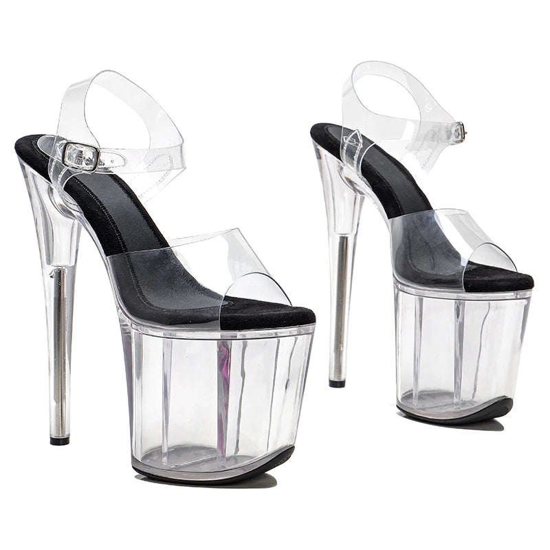 Leecabe 8Inch/20cm PVC upper Transparent  Platform   High Heels stripper heel party Sandals  Pole Dancing Shoes