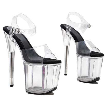 Leecabe 8Inch/20cm PVC upper Transparent  Platform   High Heels stripper heel party Sandals  Pole Dancing Shoes