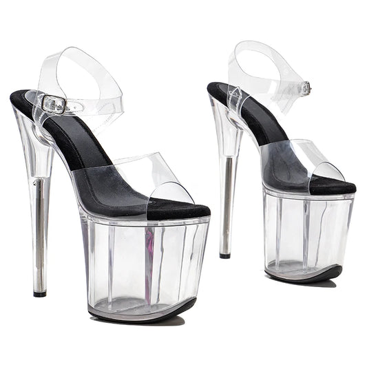 Leecabe 8Inch/20cm PVC upper Transparent  Platform   High Heels stripper heel party Sandals  Pole Dancing Shoes