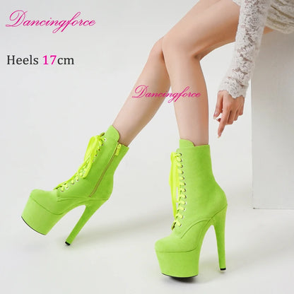 Sexy Pole Dancing Boots17cm/7Inchs Fashion Female High Heel Platform Ankle Boots for Women Shoes Autumn Winter