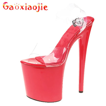 Platform Women's Sandals 20cm Ultra-high Heel Transparent Sexy Heels Stage Show Dress Shoes Crystal Women's Fine Heels Pumps