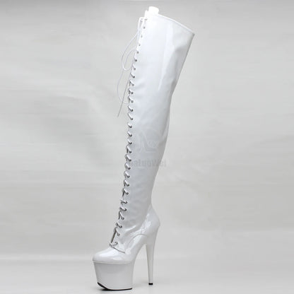 7''High Heel Stiletto Platform Thigh High Boots Exotic Pole Dance Heels Over Knee Boots