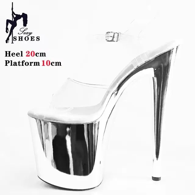 Cosplay Crystal Sandals Summer 20CM Transparent Jelly Shoes Club Women Platform High-Heeled Pumps Nightclub Pole Dancing Show