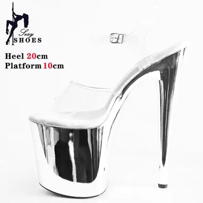 Cosplay Crystal Sandals Summer 20CM Transparent Jelly Shoes Club Women Platform High-Heeled Pumps Nightclub Pole Dancing Show