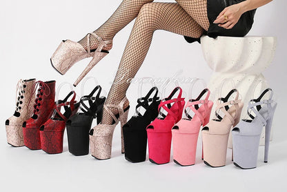 Dancingforce 9Inch/23cm Pole Dance Shoes Suede Platform Party High Heels Stripper Heel Shoes Women Modern Sandals